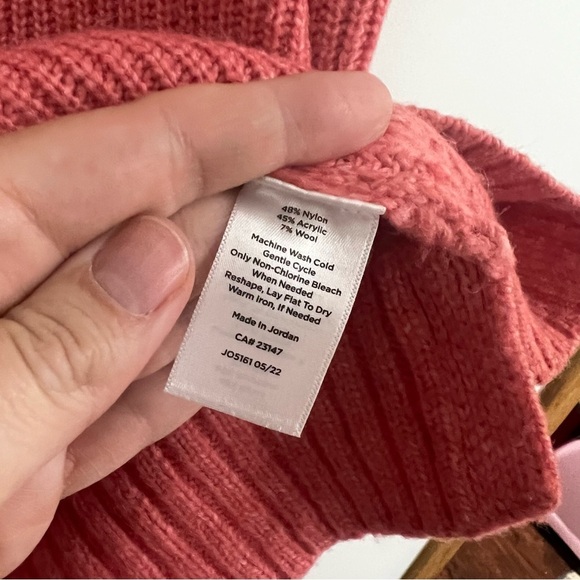 Talbots Shawl Collar Shaker Stitch Coral Sweater - Picture 11 of 11